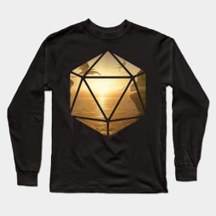 Geometric D20 Dragon Landscape Print Long Sleeve T-Shirt